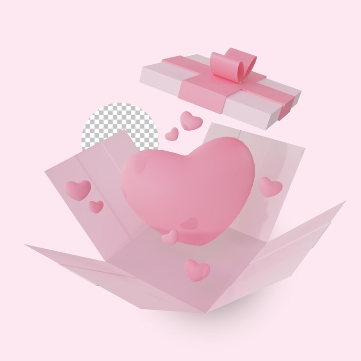 elemento de san valentín caja de regalo amor representación 3d