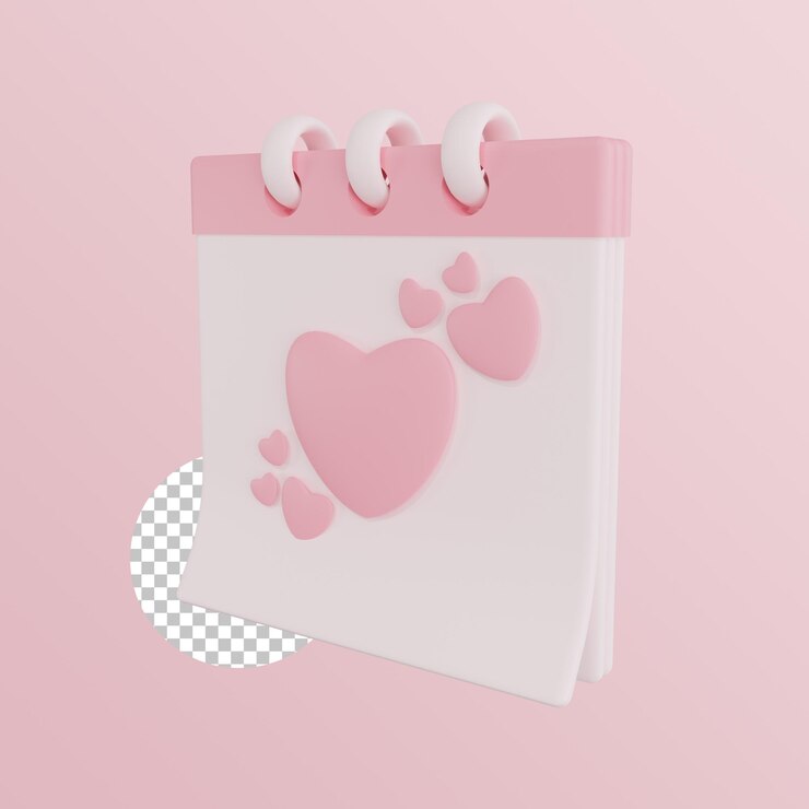 elemento de san valentín calendario lindo renderizado 3d