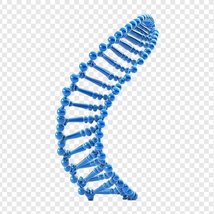 PSD elemento de la secuencia de hélice de adn azul 3d aislado en un fondo transparente