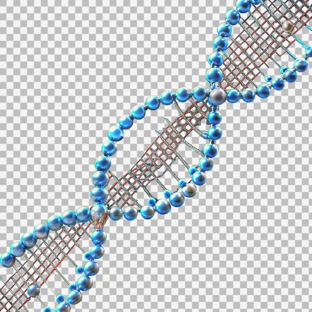 Elemento de la secuencia de hélice de ADN azul 3d aislado en un fondo transparente