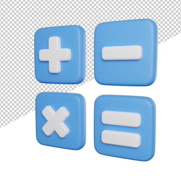 PSD elemento de símbolo de signo de calculadora vista lateral icono de ilustración de renderizado 3d fondo transparente