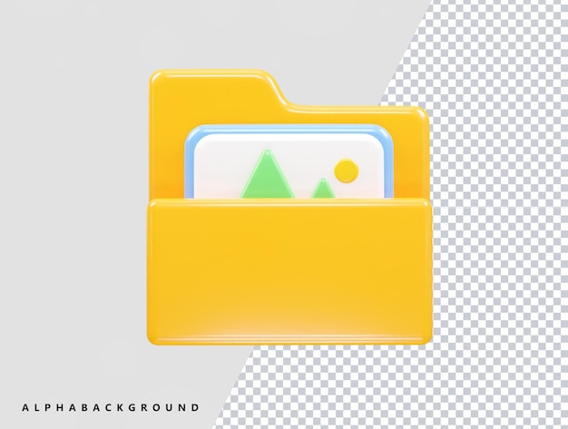 Elemento transparente de la ilustración 3D del archivo de iconos de carpeta