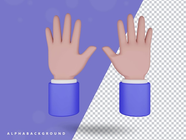 elemento trasparente dell'illustrazione della mano 3d