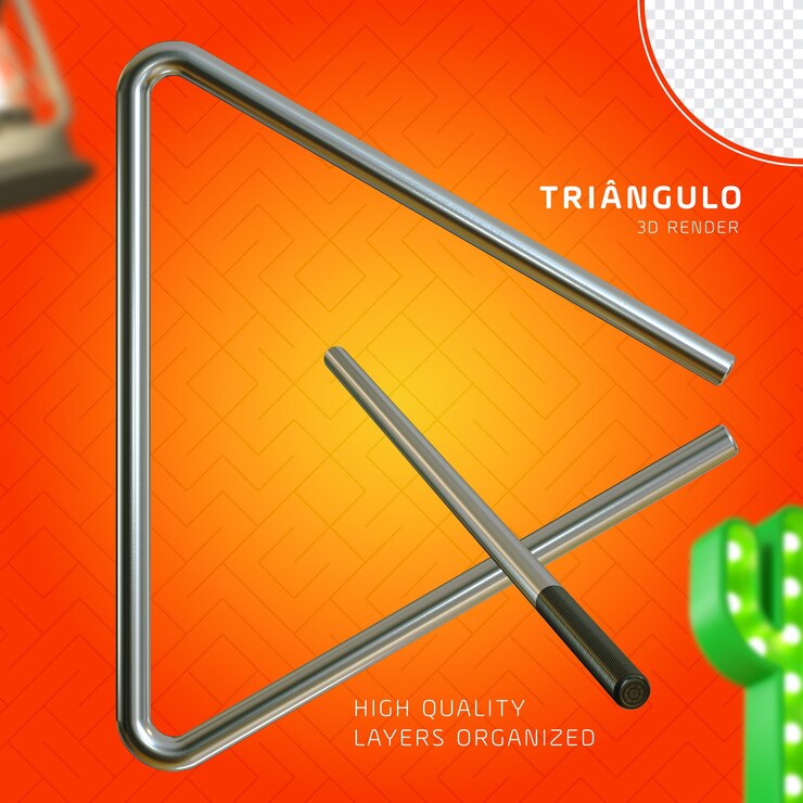 PSD elemento triangular cromado são joão 3d com batedor