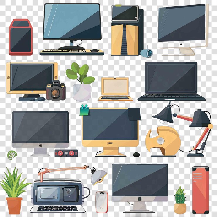 PSD elemento vectorial de fondo transparente de las computadoras