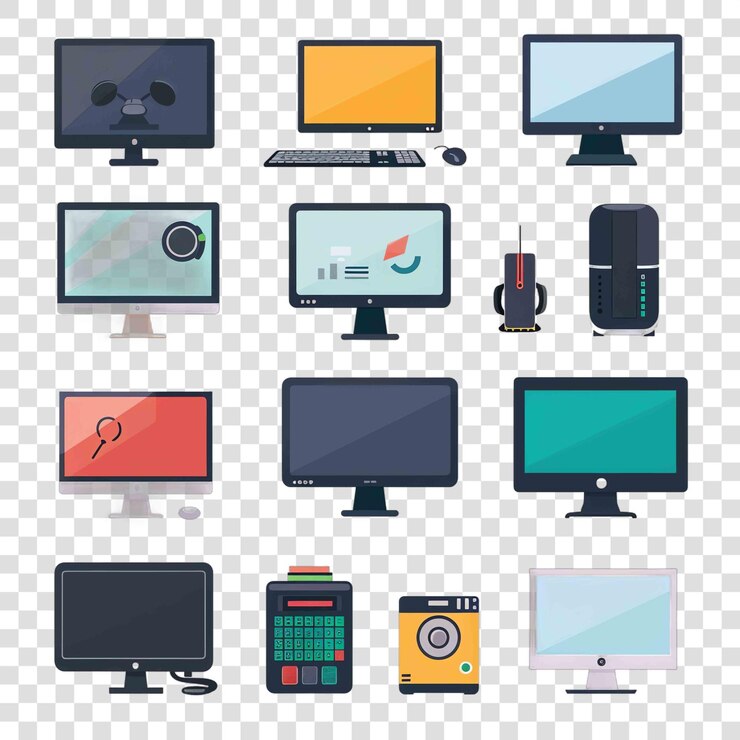 PSD elemento vectorial de fondo transparente de las computadoras