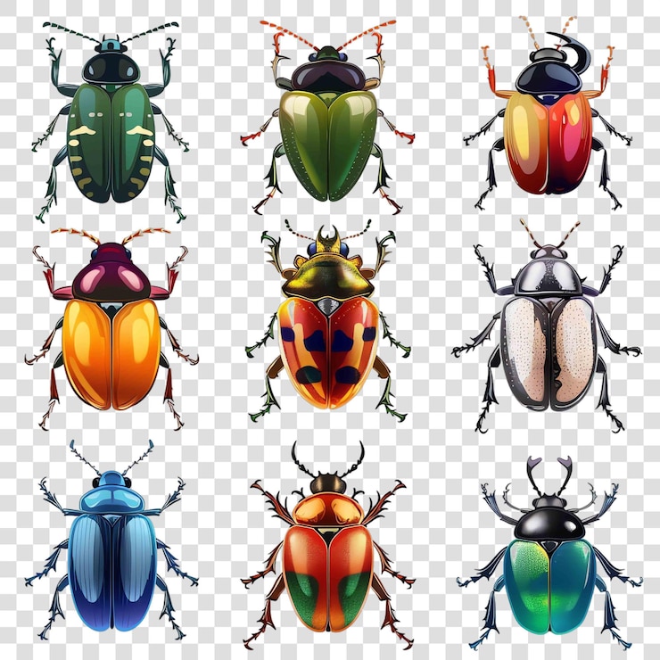 PSD elemento vectorial de fondo transparente de los escarabajos