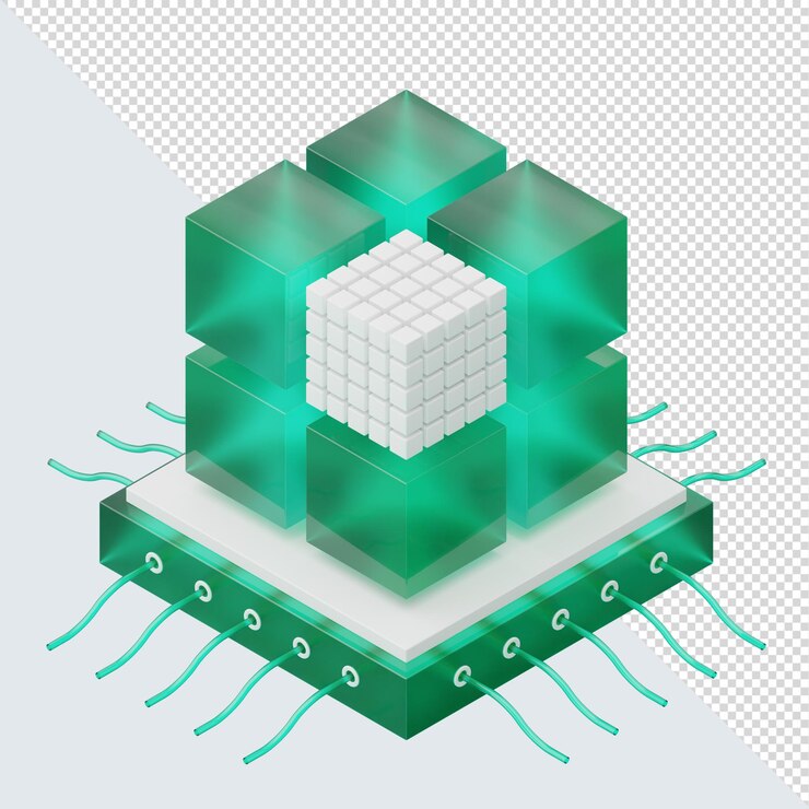 PSD elemento de vidrio cubo 3d para el post o la página de aterrizaje