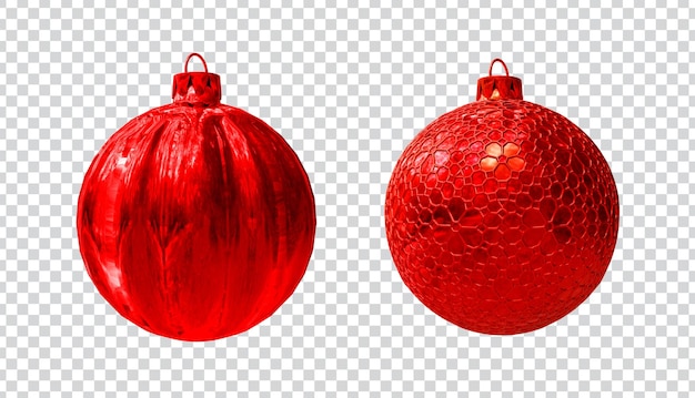 Elementos 3d, bolas de navidad rojas con textura.