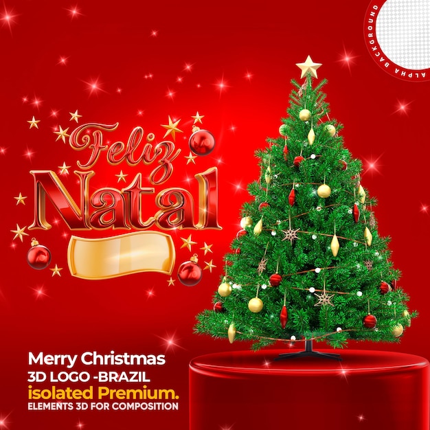 Elementos 3D Feliz Natal para composição