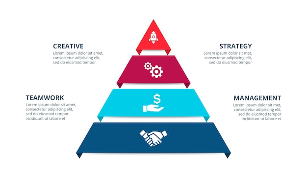 Elementos abstratos do gráfico, diagrama com 4 etapas. conceito criativo para infográfico.