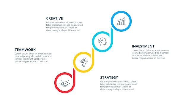 PSD elementos abstratos do gráfico, diagrama com 4 etapas. conceito criativo para infográfico.