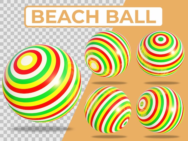 PSD elementos de bola de praia de verão em renderização 3d