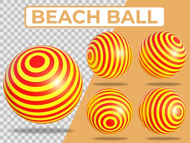 PSD elementos de bola de praia de verão em renderização 3d