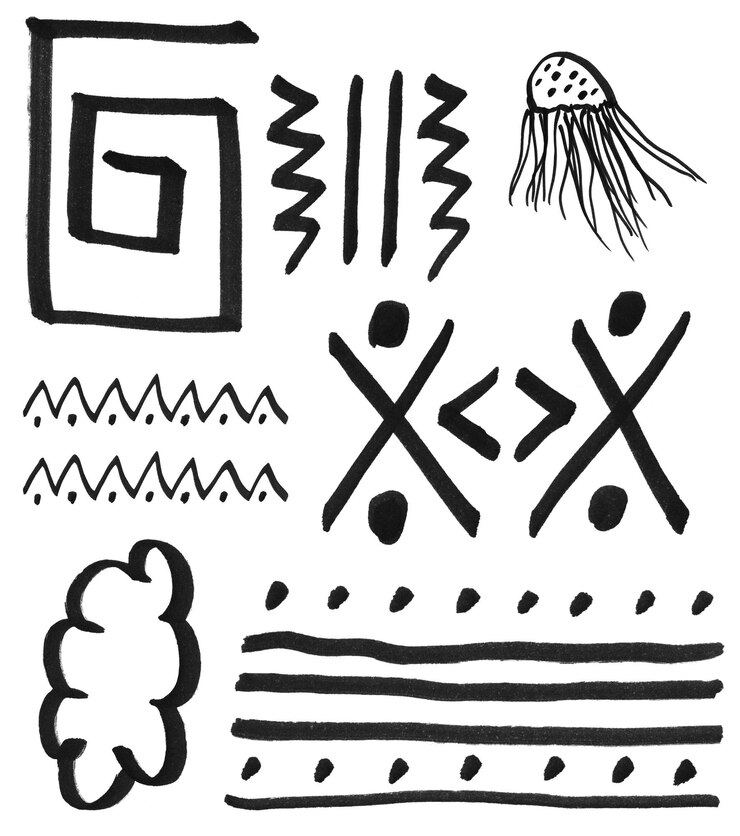 PSD elementos de desenho manual de formas em psd
