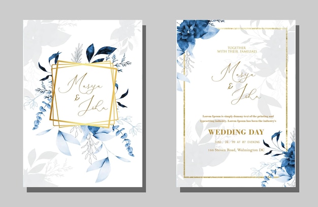 PSD elementos de design de convite de casamento em aquarela psd
