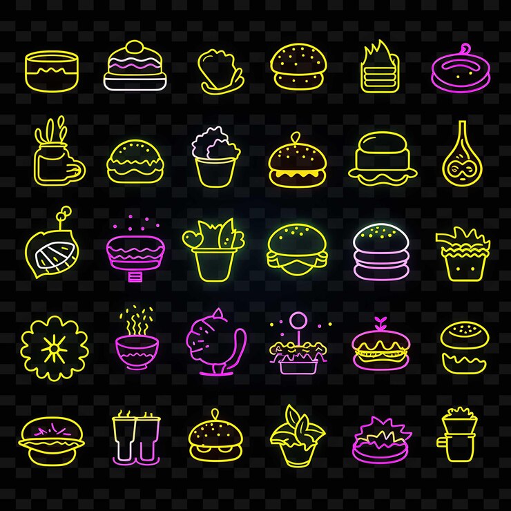 PSD elementos de design moderno de linha de neon criativos para obras de arte vibrantes e cativantes y2k shapes.