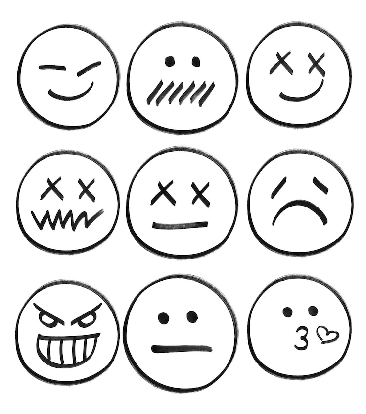 PSD elementos de emoji desenhados à mão