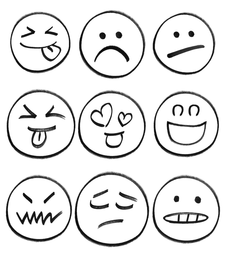PSD elementos de emoji desenhados à mão