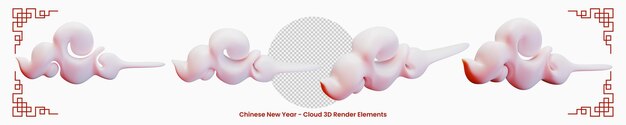 Elementos de renderização 3d em nuvem do ano novo chinês