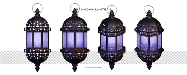 Elementos de diseño 3D de linterna colgante de Ramadán