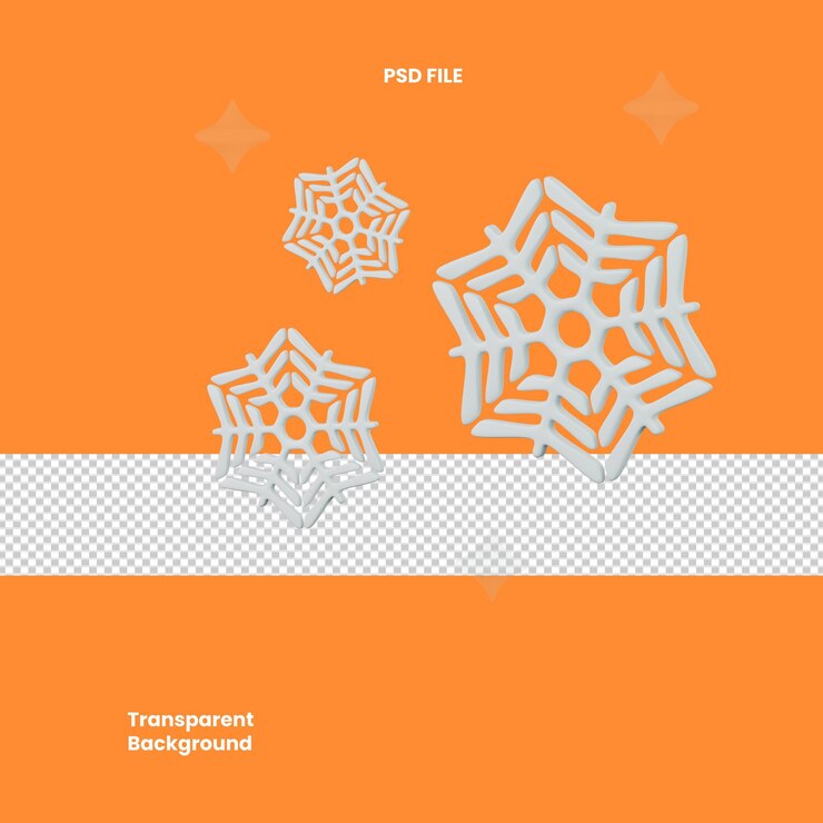 PSD elementos de diseño de copos de nieve 3d
