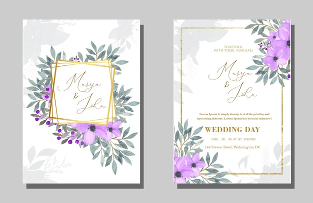 Elementos de diseño de invitación de boda de acuarela psd