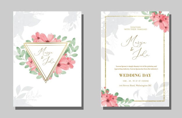 Elementos de diseño de invitación de boda de acuarela psd