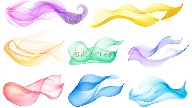 PSD elementos de diseño de ondas abstractas y coloridas