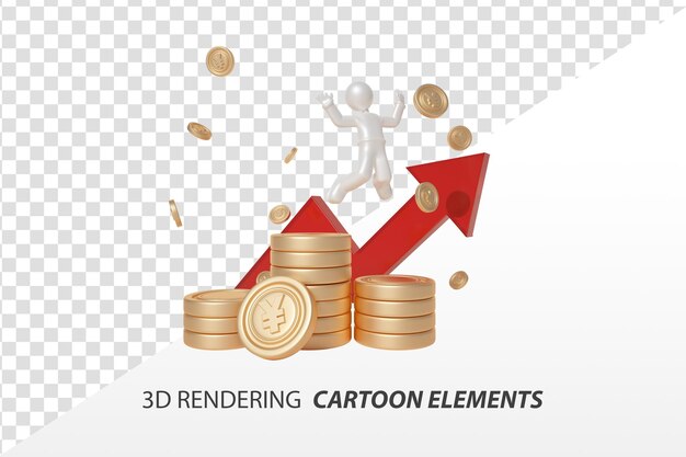 PSD elementos financieros de dibujos animados de representación 3d