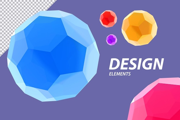 Elementos y formas de diseño decorativo geométrico aislado en 3D para proyectos de diseño gráfico web