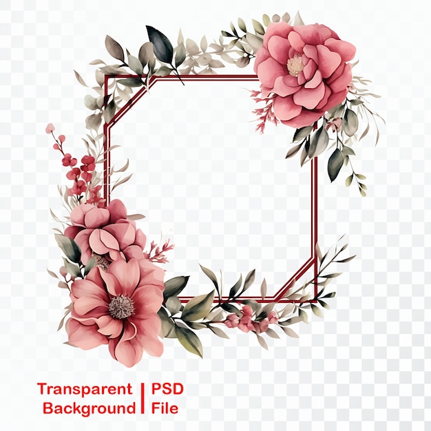Elementos de imagen de marco floral transparente de calidad HD