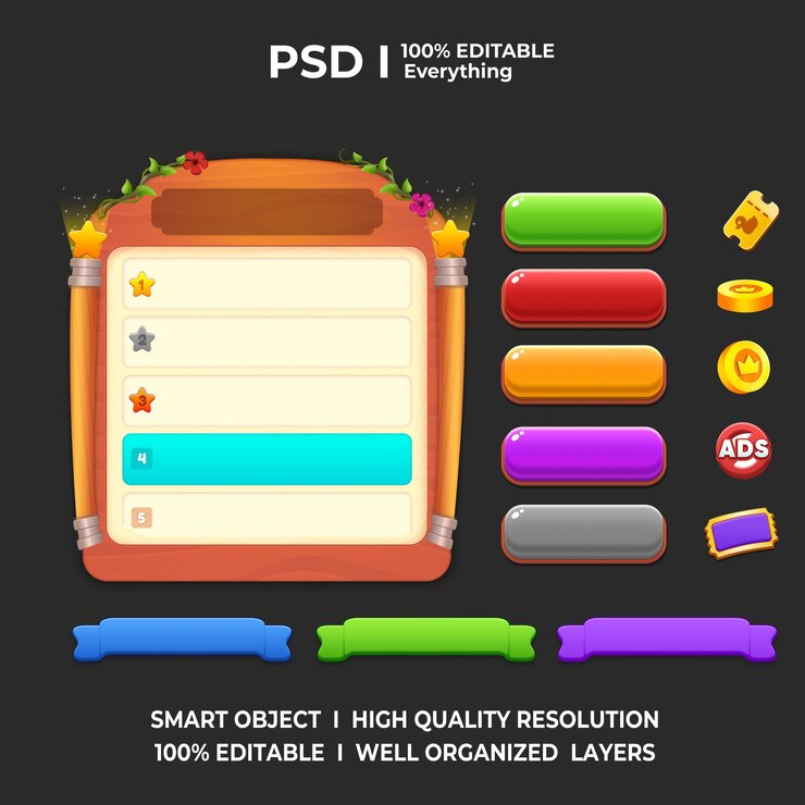 PSD elementos de la interfaz de juego psd juego lindo ui juego ui psd juego 2d activos juego 2d arte juego arte juego ui