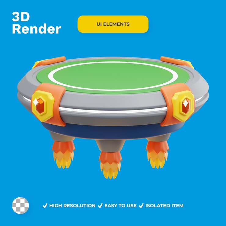 PSD elementos de la iu del podio vuelo en 3d render