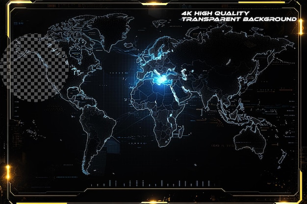 PSD elementos del mapa del mundo de hud en un fondo transparente