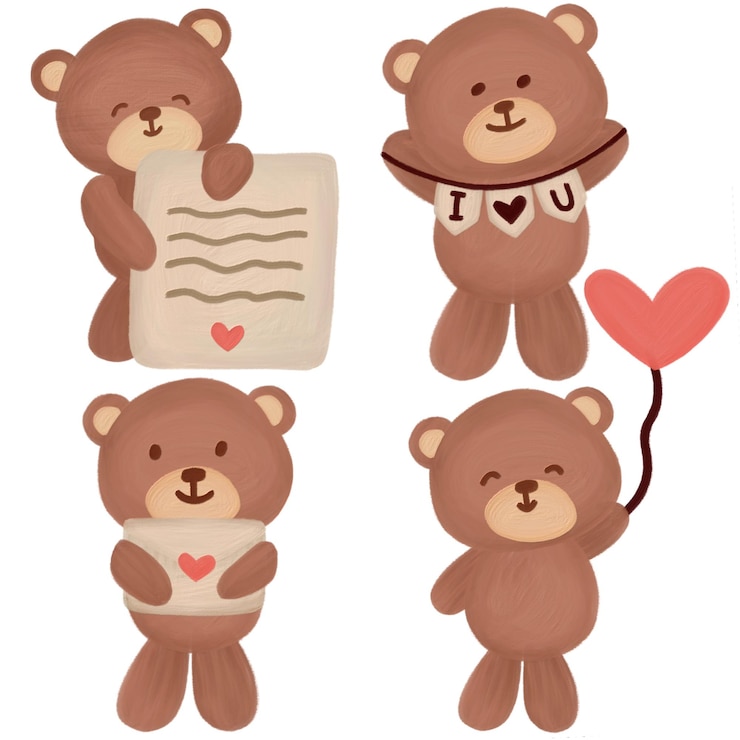 PSD elementos de pintura de oso de amor