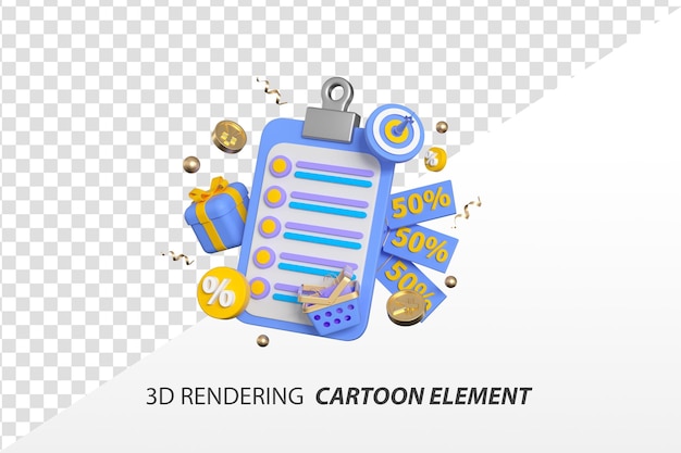 Elementos promocionais de e-commerce e negócios de renderização 3D