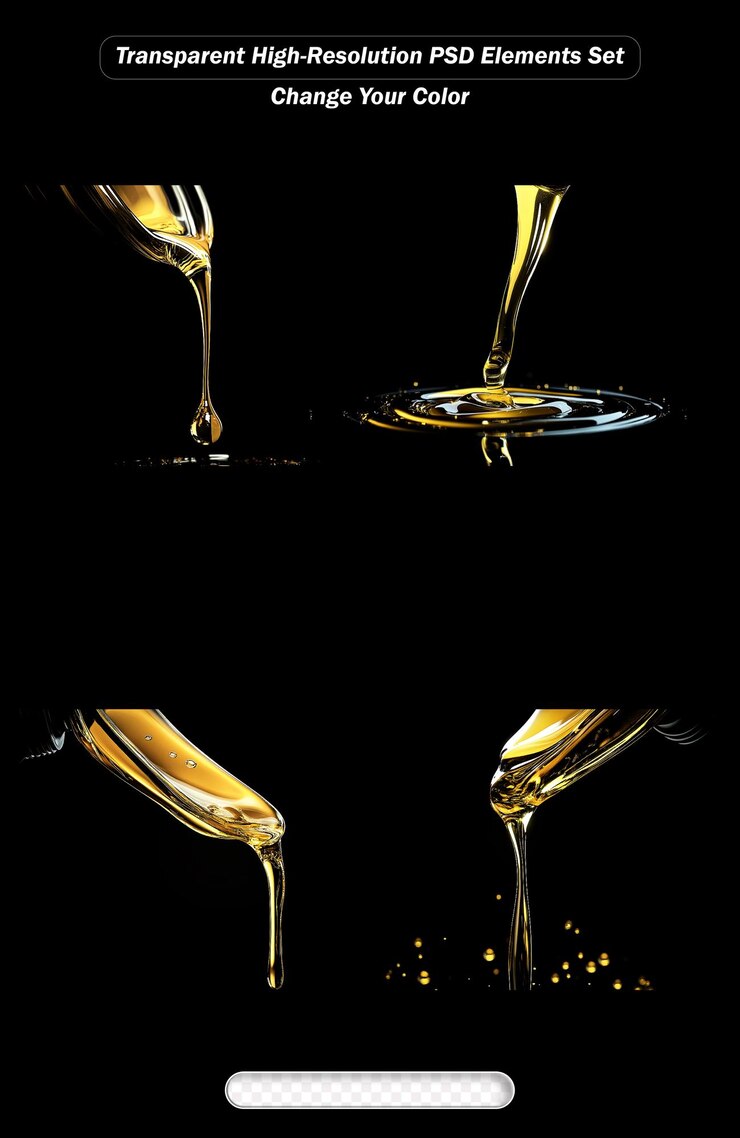 PSD elementos psd de goteo de aceite de alta resolución con fondo transparente