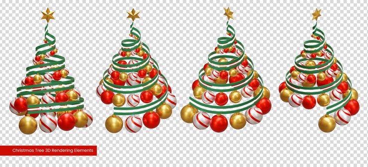 PSD elementos de representación 3d de decoración de árbol de navidad