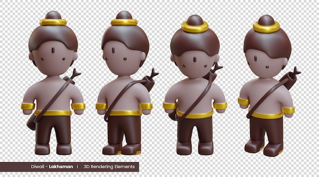 Elementos de representación 3D de Diwali de Lakhsman, que es uno de los personajes de la historia de Diwali