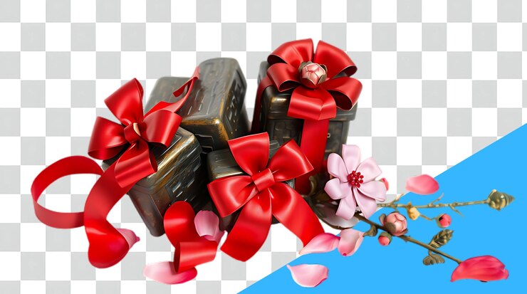 PSD elementos románticos del día de san valentín para las invitaciones en transparente