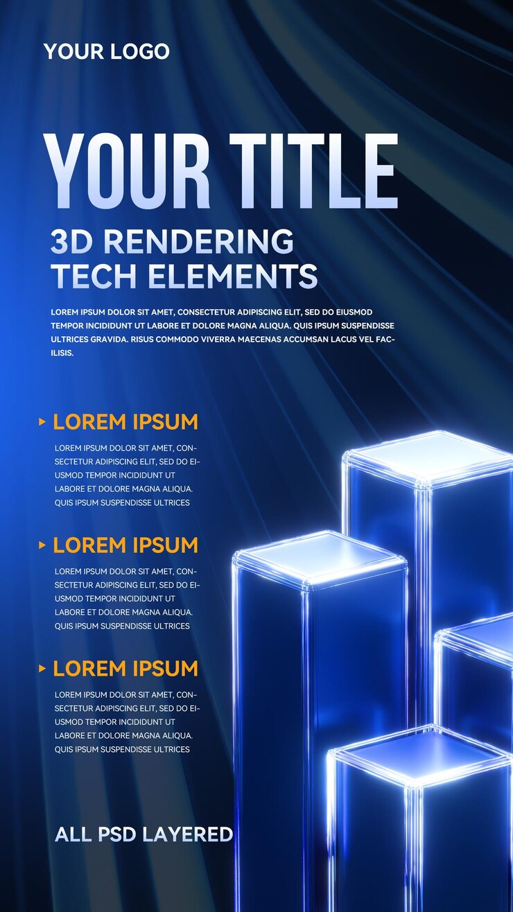 PSD elementos técnicos de renderización 3d para el diseño y la visualización