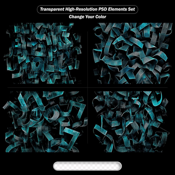 PSD elementos de textura 3d abstractos con diseño azul azulado y negro