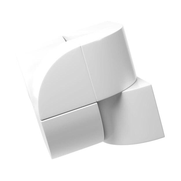 Elementos transparentes geométricos 3D simples en estilo bauhaus Diseño de color blanco forma primitiva de negocios