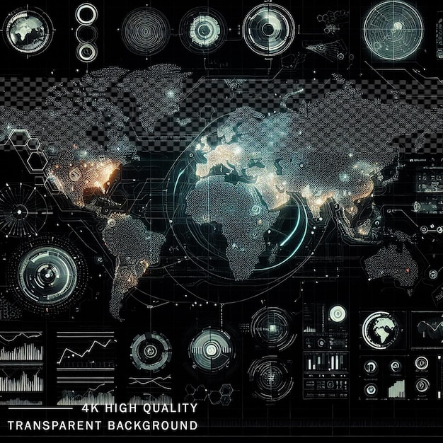 PSD Éléments abstraits du monde hud sur fond transparent