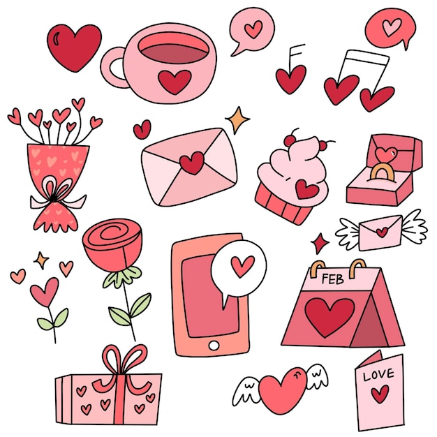 Les éléments du cœur de la Saint-Valentin