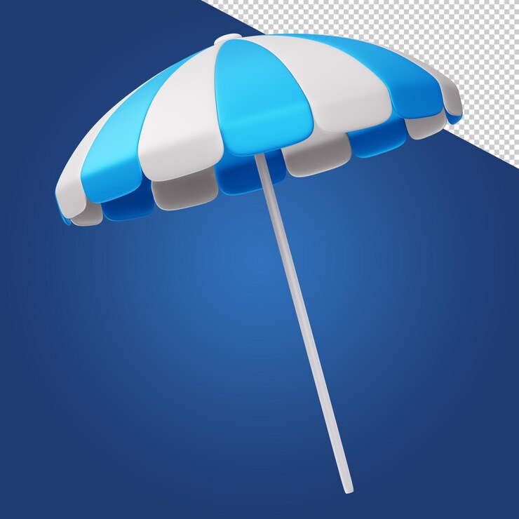 Éléments d'été Parasol coloré rendu 3d