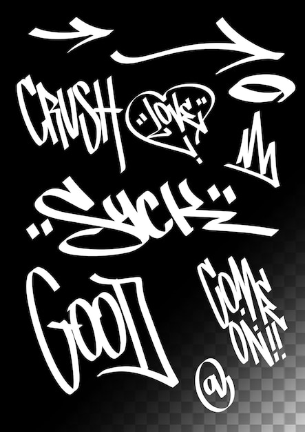 éléments de graffiti dessinés à la main flèches lignes typographie