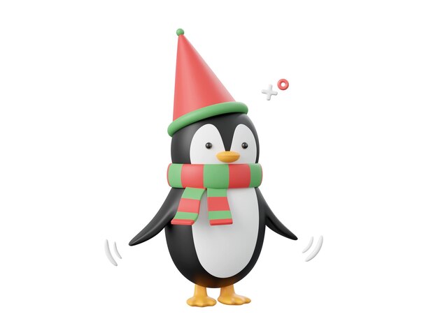 PSD Éléments de thème de noël pingouin mignon illustration 3d