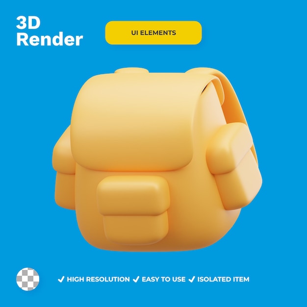 ÉLÉMENTS D'UI DE SAC À DOS DANS LE RENDU 3D